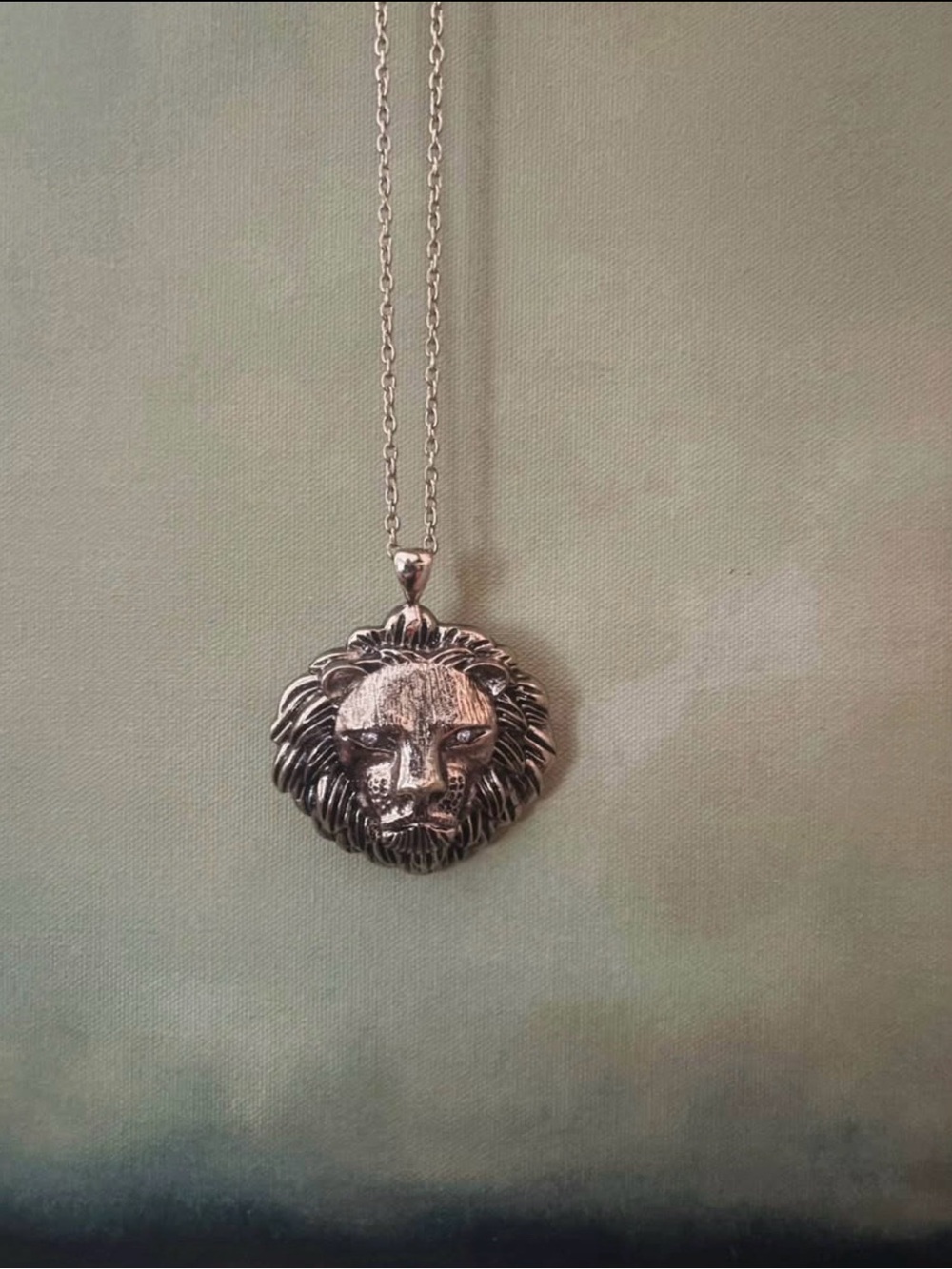 Gold Painted Lion Head Pendant Necklace - Bold Statement Piece